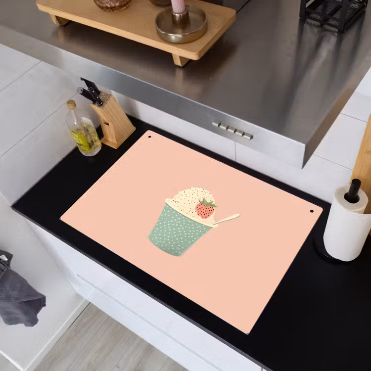 Bakje - Ijs - Aardbei - Roze Inductie beschemer met haakjes klein -sfeer1