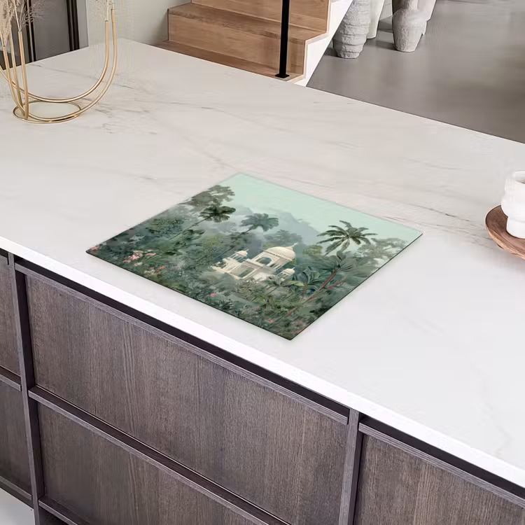 Tropische tuin - Koepelgebouw - Bloemen Inductie beschermer vinyl 3mm middel -sfeer8