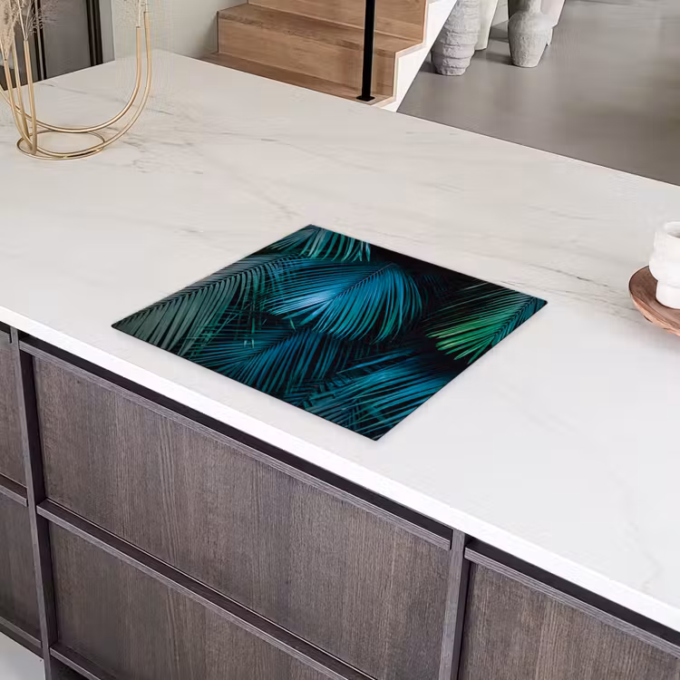 Inductie beschermer - Inductie afdekplaat - Tropical - Jungle - Bladeren - Groen Inductie beschermer vinyl 3mm middel -sfeer8