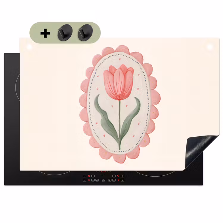 Tulp - Lijst - Ovaal - Illustratie Inductie beschemer met haakjes klein -3d