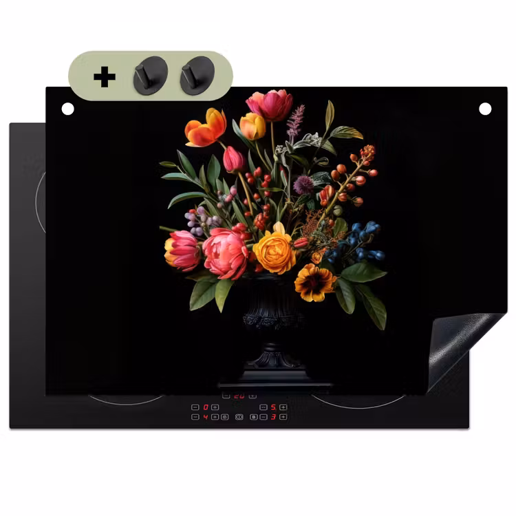 Tulpen - Bessen - Boeket - Vaas Inductie beschemer met haakjes klein -3d