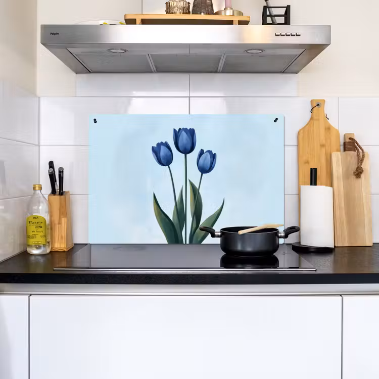 Tulpen - Blauw - Bladeren Inductie beschemer met haakjes klein -sfeer2