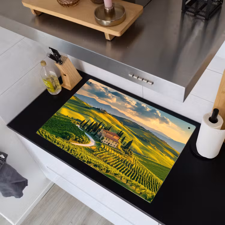 Toscane - Landschap - Wijngaarden Inductie beschemer met haakjes klein -sfeer1