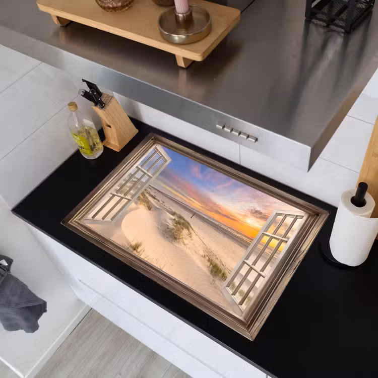 Doorkijk - Strand - Duinen - Natuur - Landschap Inductie beschemer met haakjes klein -sfeer1