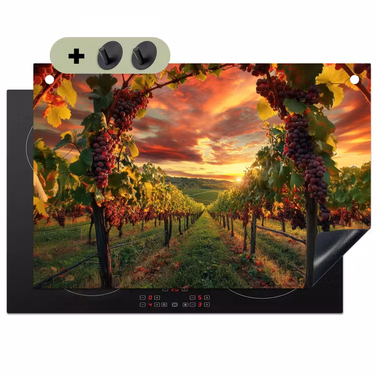 Wijngaard - Druiven - Zonsondergang Inductie beschemer met haakjes klein -3d