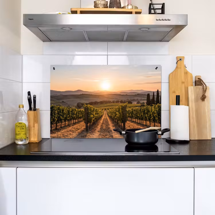 Wijngaard - Zonsondergang - Landschap Inductie beschemer met haakjes klein -sfeer2