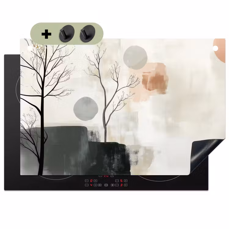 Wabi sabi - Beige - Plant Inductie beschemer met haakjes klein -3d