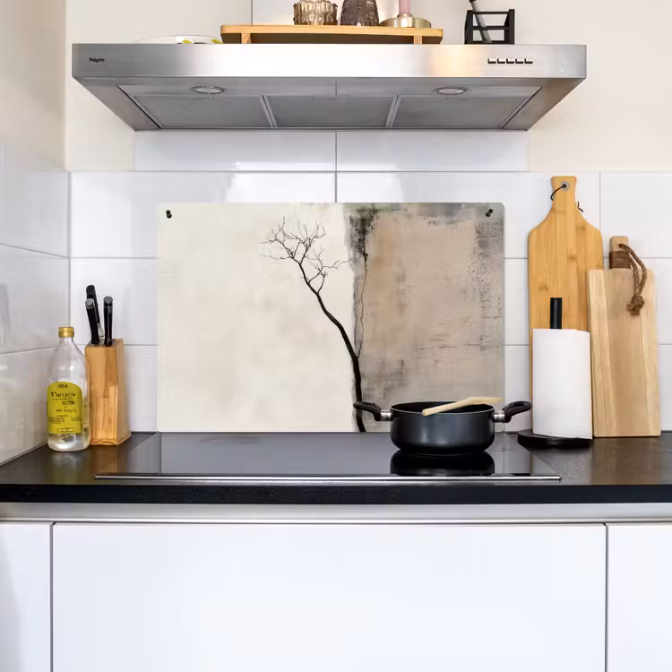 Wabi sabi - Plant - Beige Inductie beschemer met haakjes klein -sfeer2