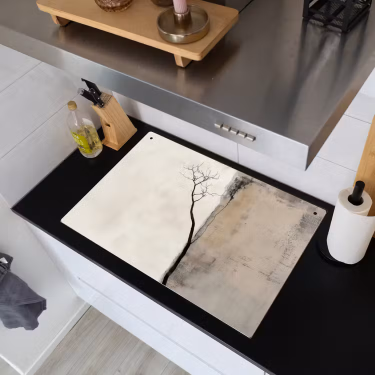 Wabi sabi - Plant - Beige Inductie beschemer met haakjes klein -sfeer1