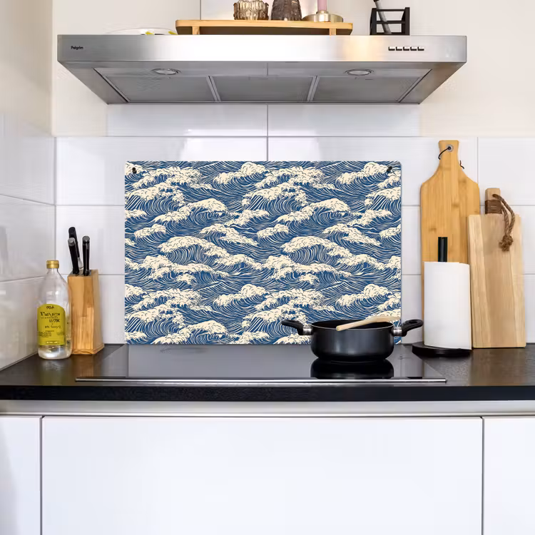 Golven - Klassiek - Blauw Inductie beschemer met haakjes klein 777 -sfeer2