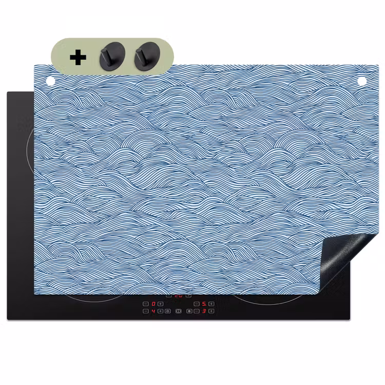 Golven - Ritmisch - Blauw Inductie beschemer met haakjes klein 777 -3d