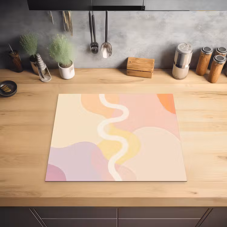 Golvende vormen - Abstract - pastel Inductie beschermer vinyl 3mm middel -sfeer5