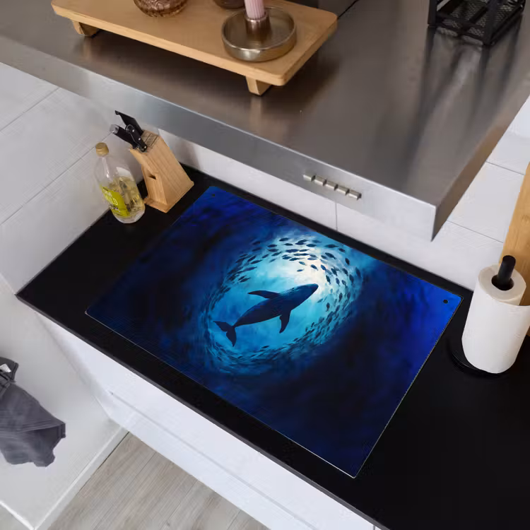 Walvis - Vissen - Donkerblauw Inductie beschemer met haakjes klein -sfeer1