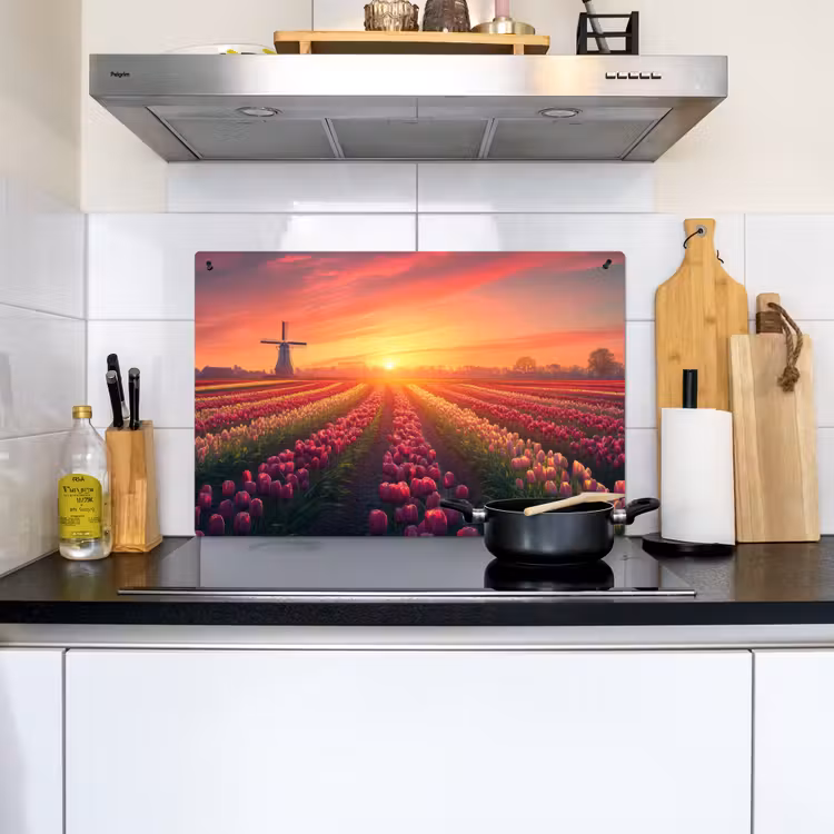 Windmolen - Zonsondergang - Landschap Inductie beschemer met haakjes klein -sfeer2