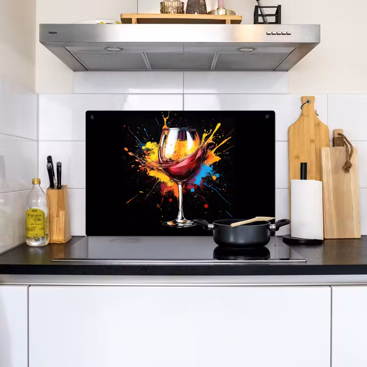 Wijn - Glas - Graffiti - Borrel - Rood - Verf Inductie beschemer met haakjes klein -sfeer2