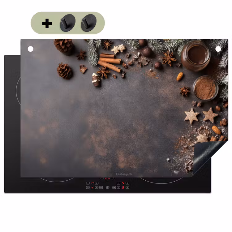 Winter - Kerst - Specerijen - Beton Inductie beschemer met haakjes klein -3d