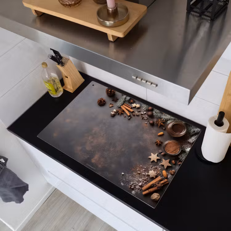 Winter - Kerst - Specerijen - Beton Inductie beschemer met haakjes klein -sfeer1