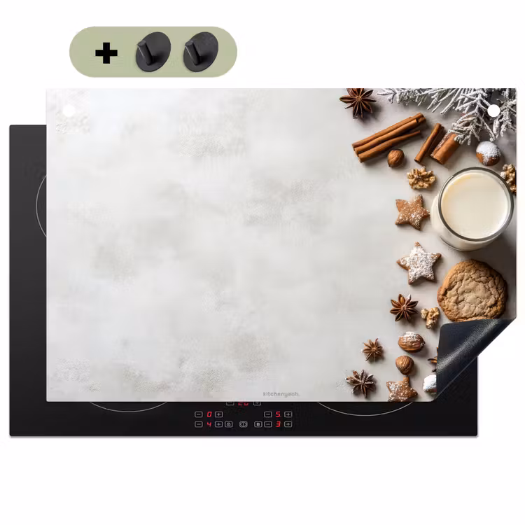 Winter - Kerst - Specerijen - Wit Inductie beschemer met haakjes klein -3d