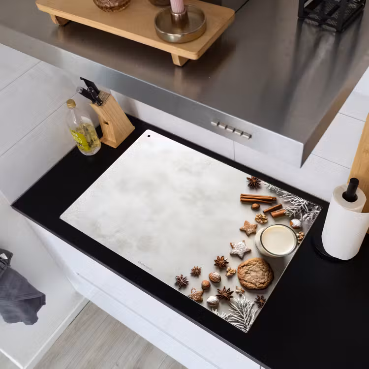 Winter - Kerst - Specerijen - Wit Inductie beschemer met haakjes klein -sfeer1
