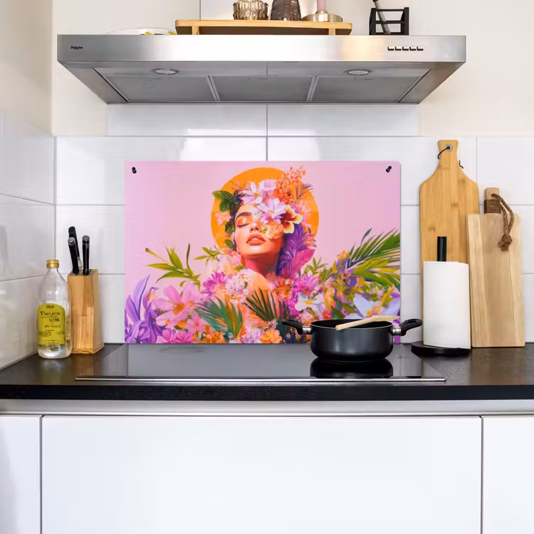 Vrouw - Abstract - Cirkel - Bloemen Inductie beschemer met haakjes klein -sfeer2