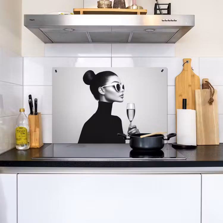 Vrouw - Champagne - Modern Inductie beschemer met haakjes klein -sfeer2