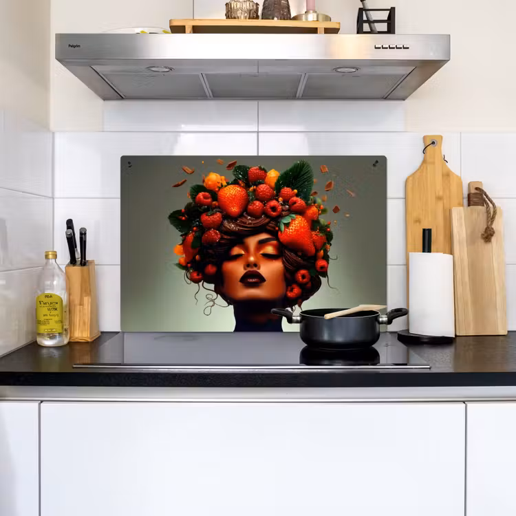 Vrouw - Chocolade - Frambozen - Aardbeien - Koekjes Inductie beschemer met haakjes klein -sfeer2