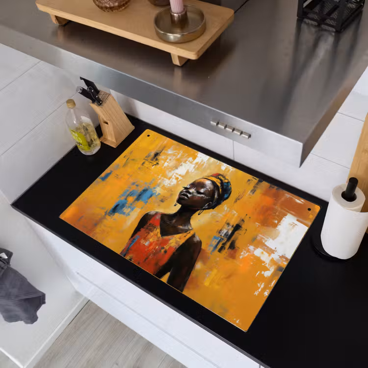 Vrouw - Ogen - Penseelstreken - Geel Inductie beschemer met haakjes klein -sfeer1