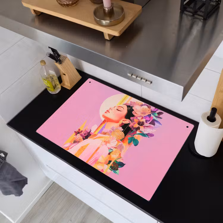 Vrouw - Bloemen - Paars - Abstract Inductie beschemer met haakjes klein -sfeer1