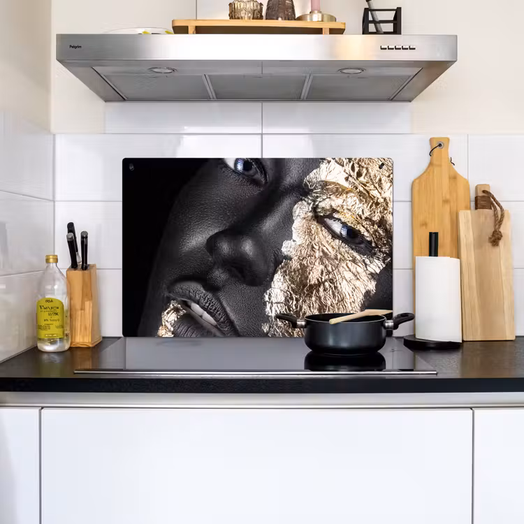 Vrouw - Goud - Zwart - Verf - Luxe Inductie beschemer met haakjes klein -sfeer2