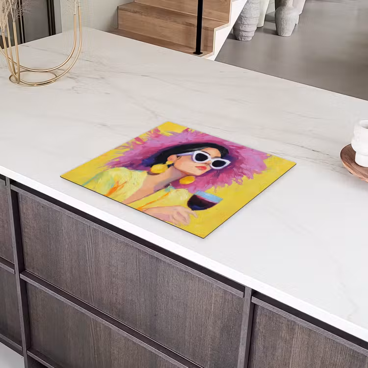 Vrouw - Hoed - Paars - Wijn Inductie beschermer vinyl 3mm middel -sfeer8