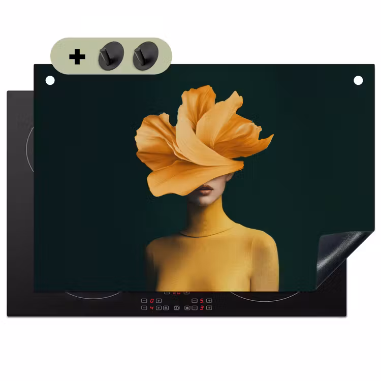 Vrouw - Hoed - Geel Inductie beschemer met haakjes klein -3d