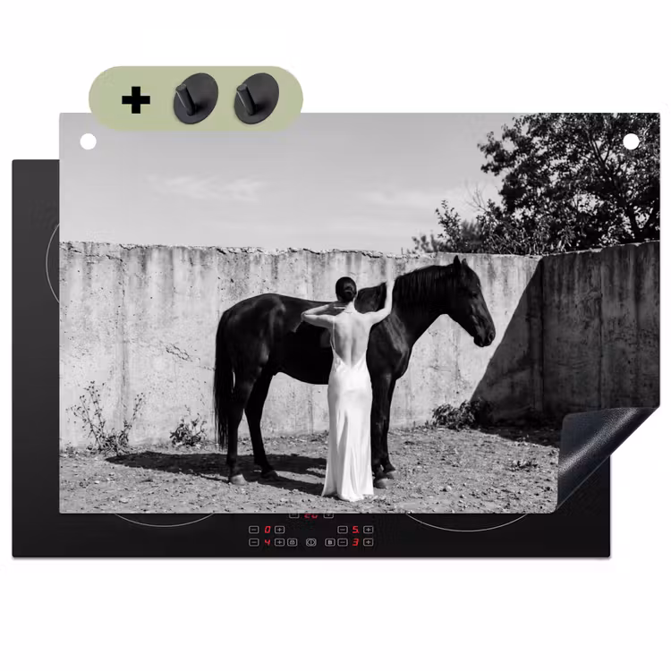 Vrouw - Paard - Artistiek Inductie beschemer met haakjes klein -3d
