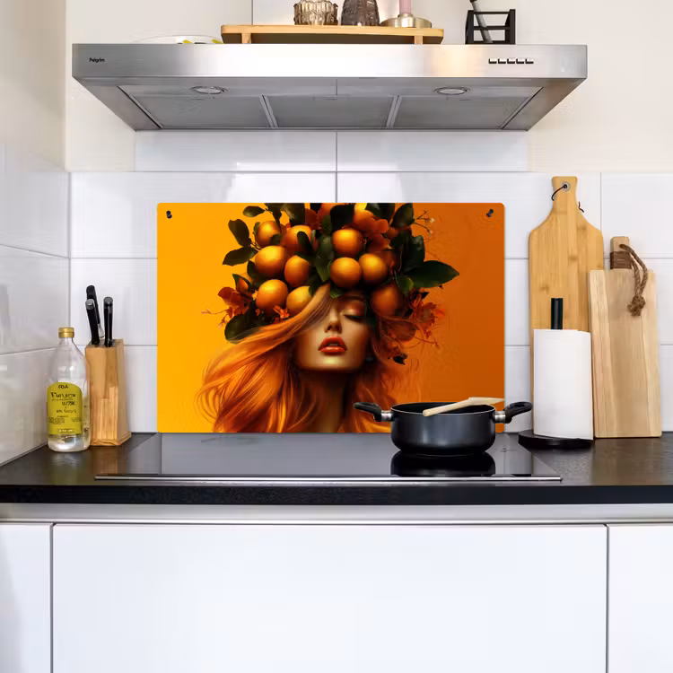 Vrouw - Citroenen - Bloesem - Geel Inductie beschemer met haakjes klein -sfeer2
