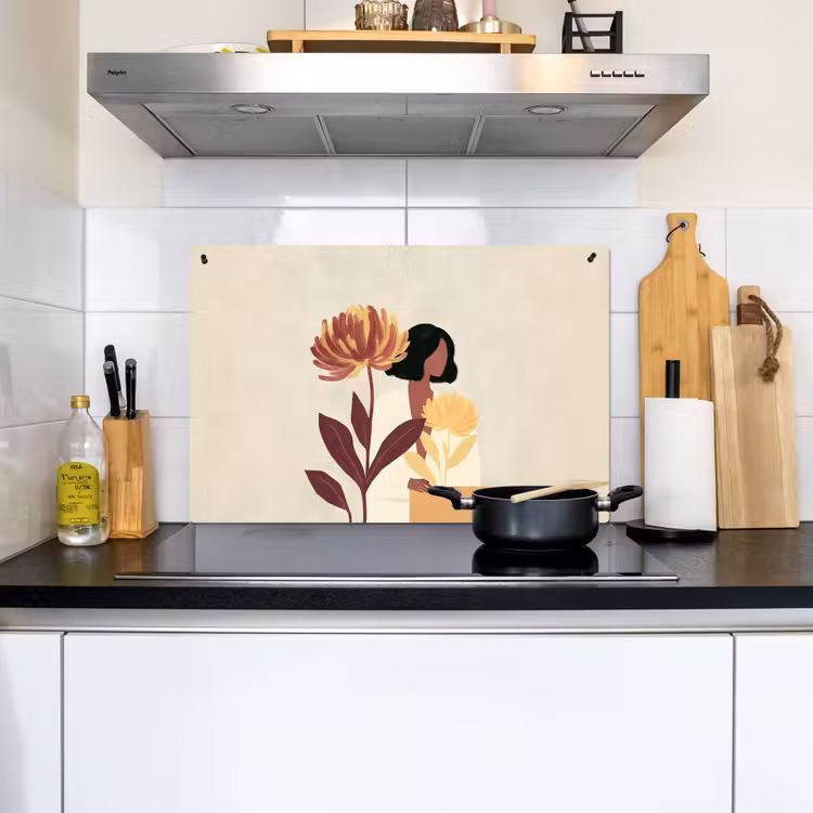 Vrouw - Minimalistisch - Bloem Inductie beschemer met haakjes klein -sfeer2