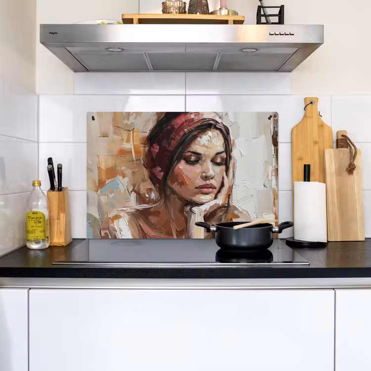 Vrouw - Verflook - Portret - Modern Inductie beschemer met haakjes klein -sfeer2