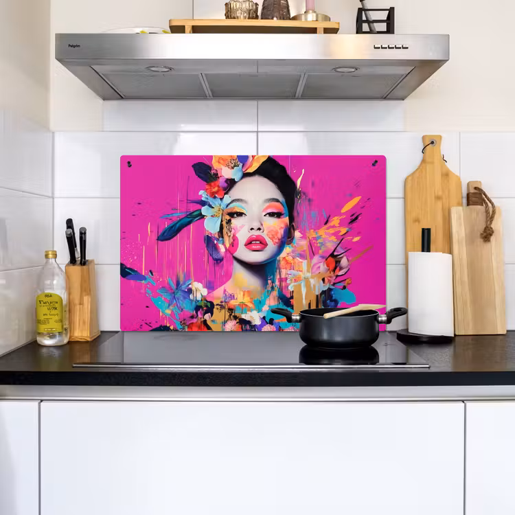 Vrouw - Portret - Abstract - Paars Inductie beschemer met haakjes klein -sfeer2