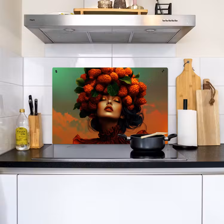 Vrouw - Frambozen - Bladeren Inductie beschemer met haakjes klein -sfeer2