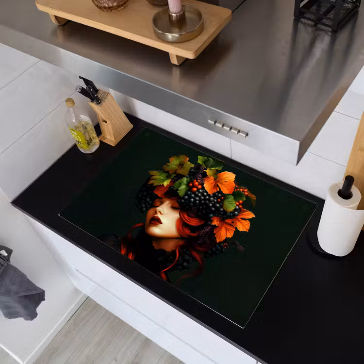 Vrouw - Rood - Groen - Druiven Inductie beschemer met haakjes klein -sfeer1