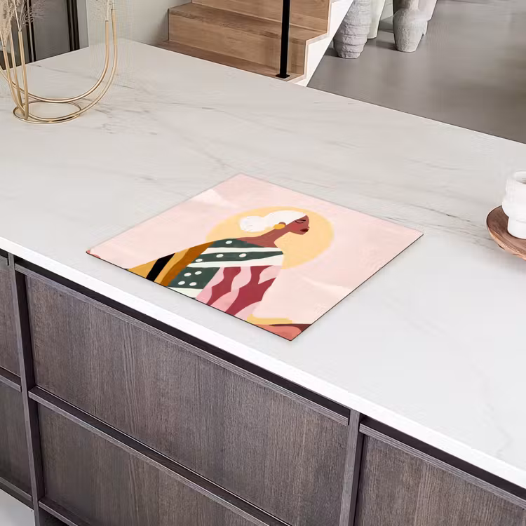 Vrouw - Zon - Kleurrijk Inductie beschermer vinyl 3mm middel -sfeer8