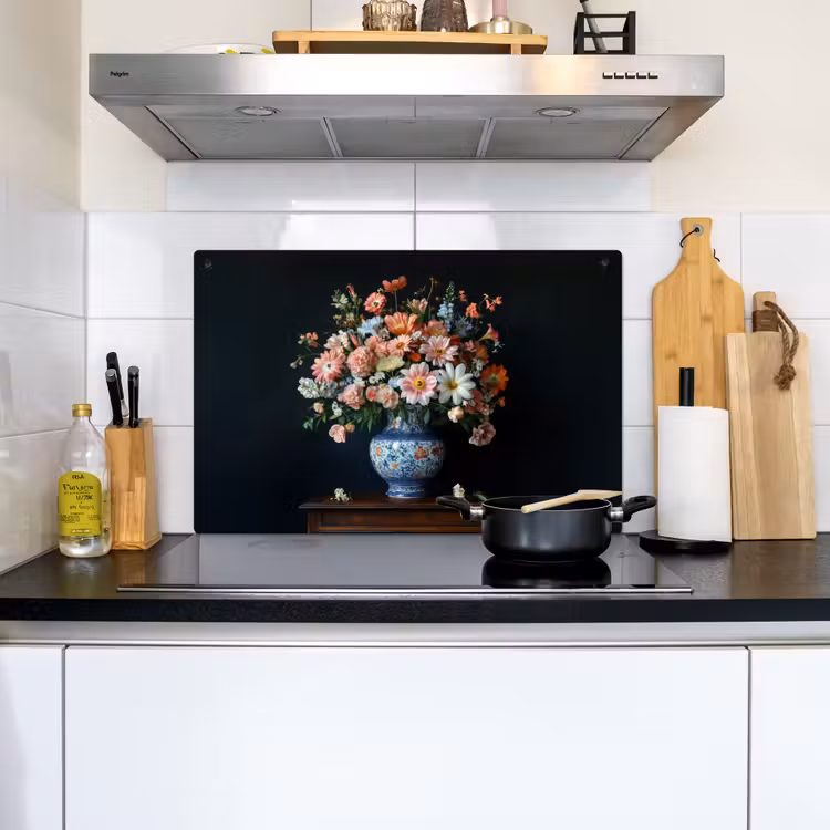 Hout - Vaas - Kleuren - Bloemen Inductie beschemer met haakjes klein -sfeer2