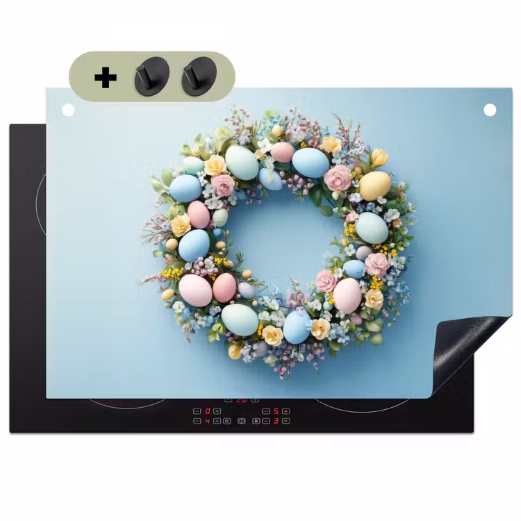 Krans - Eieren - Bloemen Inductie beschemer met haakjes klein -3d