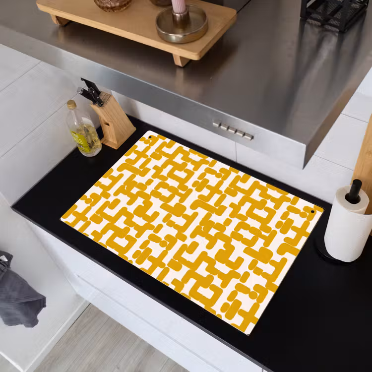 Geel - Beige - Patroon Inductie beschemer met haakjes klein 777 -sfeer1