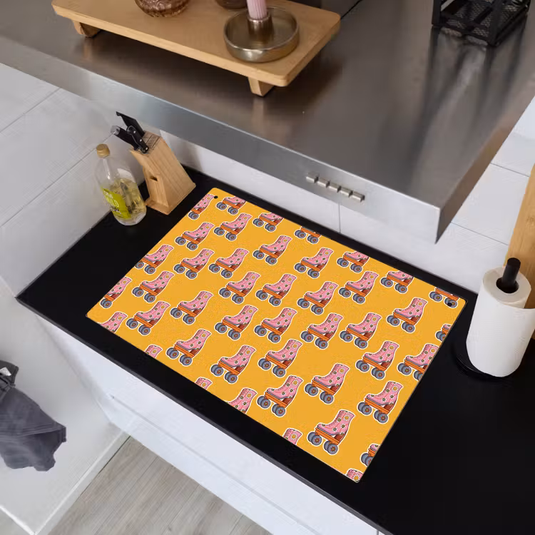 Geel - Rolschaatsen - Patroon Inductie beschemer met haakjes klein 777 -sfeer1