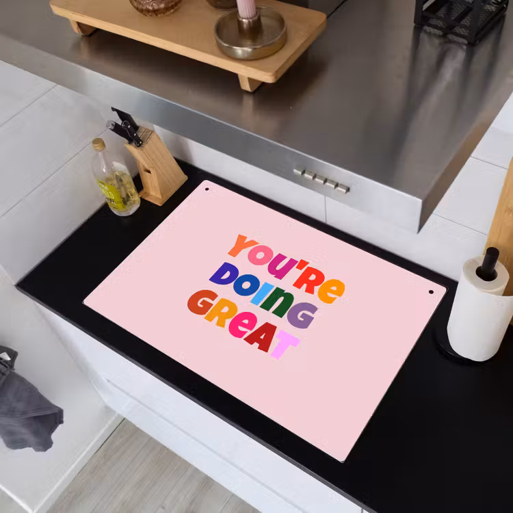 You're doing great - Roze - Kleurrijk Inductie beschemer met haakjes klein -sfeer1