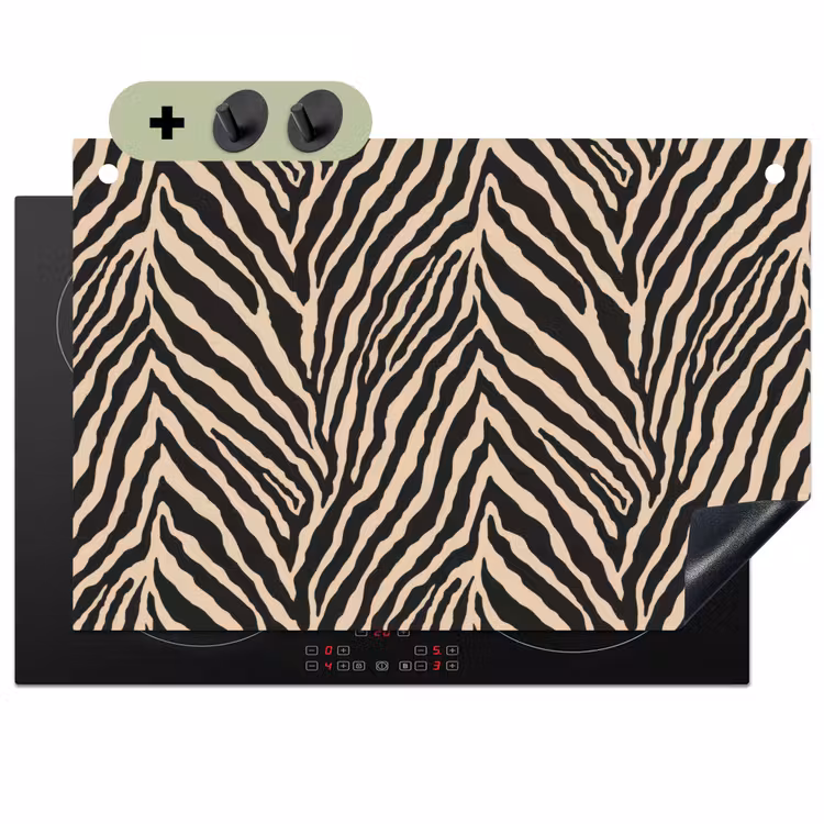 Zebra - Klassiek - Zwart Inductie beschemer met haakjes klein 777 -3d