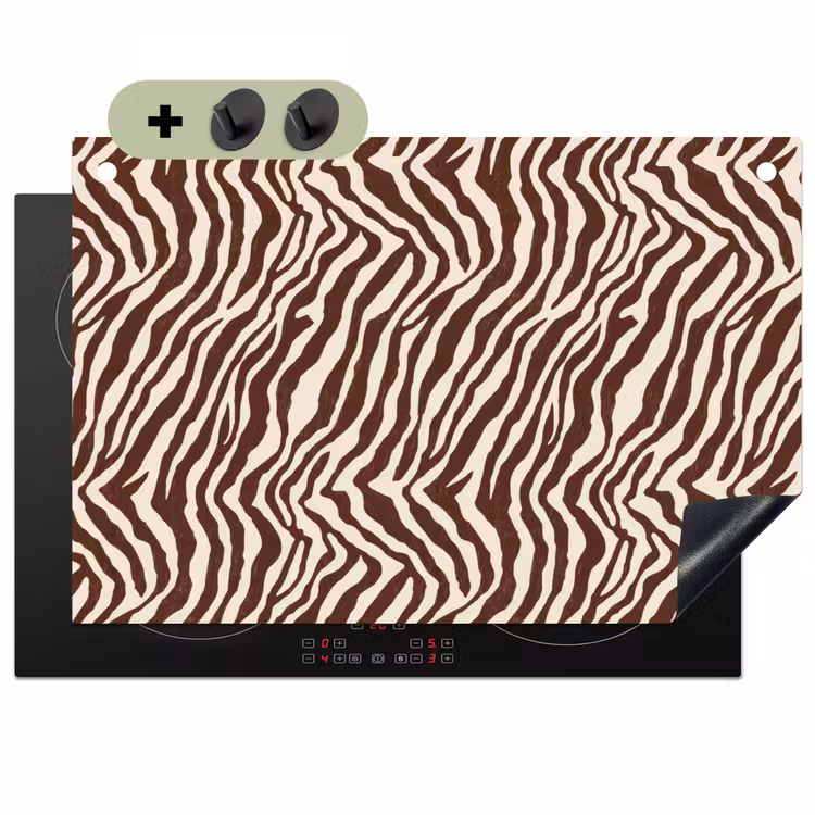 Zebra - Patroon - Zwart - Wit Inductie beschemer met haakjes klein 777 -3d