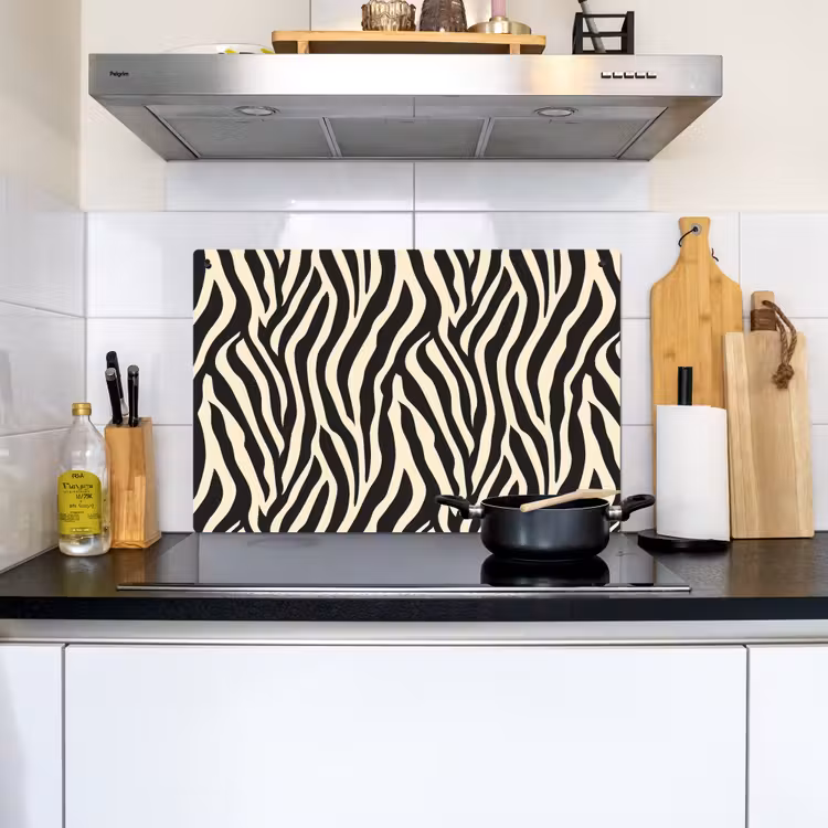 Zebra - Print - Klassiek - Zwart Inductie beschemer met haakjes klein 777 -sfeer2