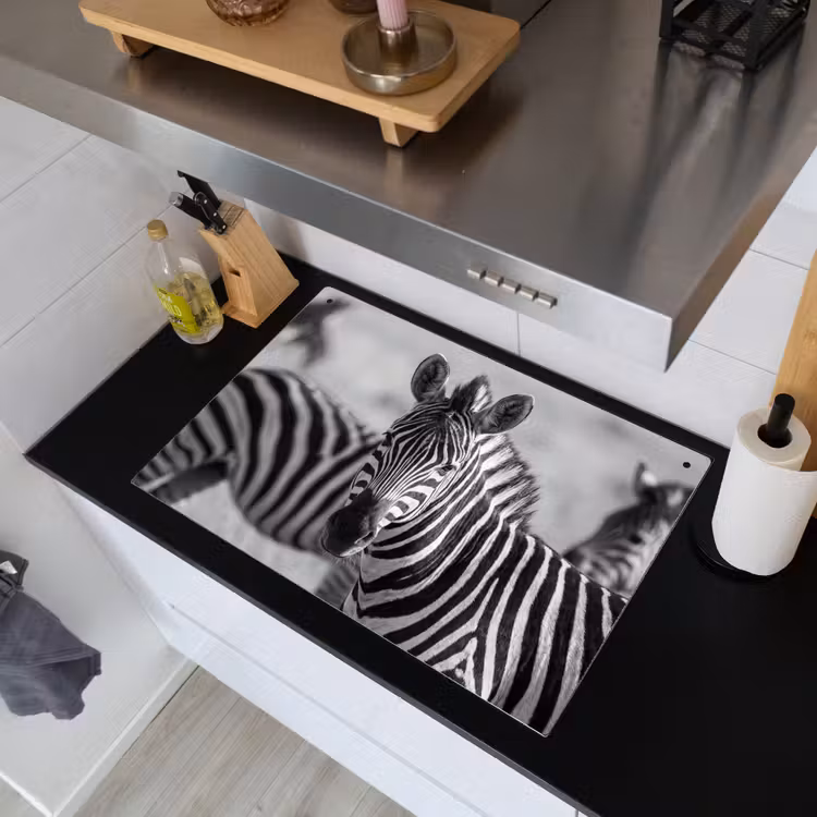 Zebra's - Zwart - Wit Inductie beschemer met haakjes klein -sfeer1