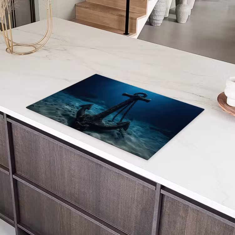 Anker - Ijzer - Zeebodem - Zand Inductie beschermer vinyl 3mm klein -sfeer8
