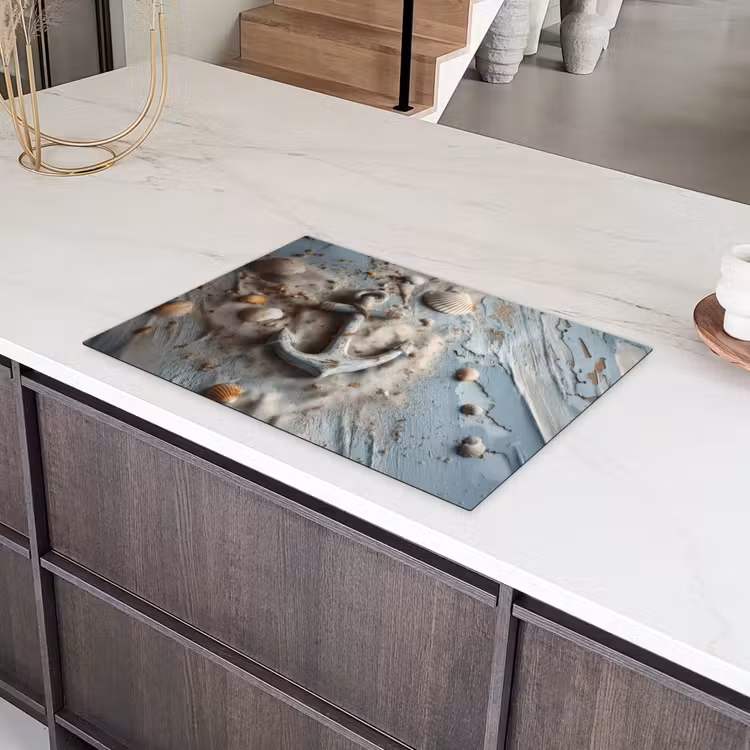 Anker - Hout - Schelpen - Zand Inductie beschermer vinyl 3mm klein -sfeer8